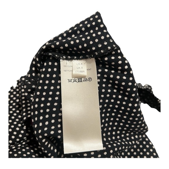 Anthropologie Womens Maeve Wrap Blouse Top Black White Polka Dot Size 4 - Picture 14 of 15